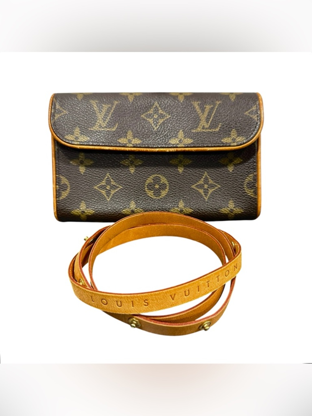 Louis Vuitton Monogram Florentine Leather & Vachetta Pochette Belt Bag XS - Picture 13 of 15